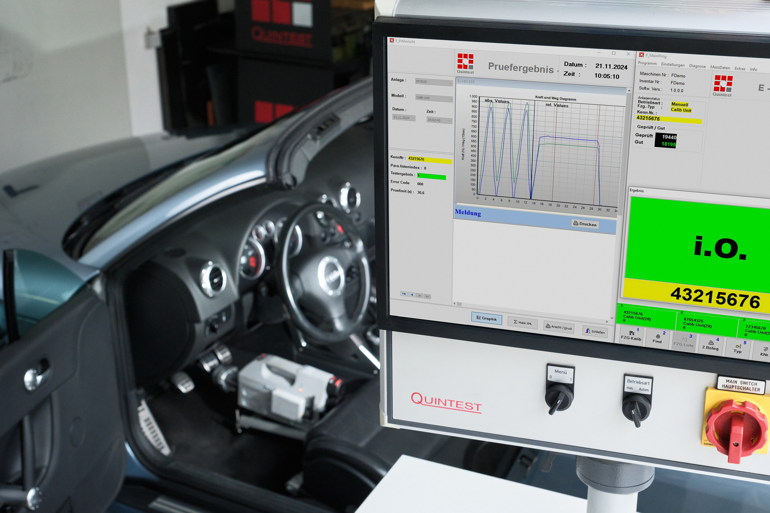 The hero picture for the topic test machine and test rig design shows a custom test rack of ours in action