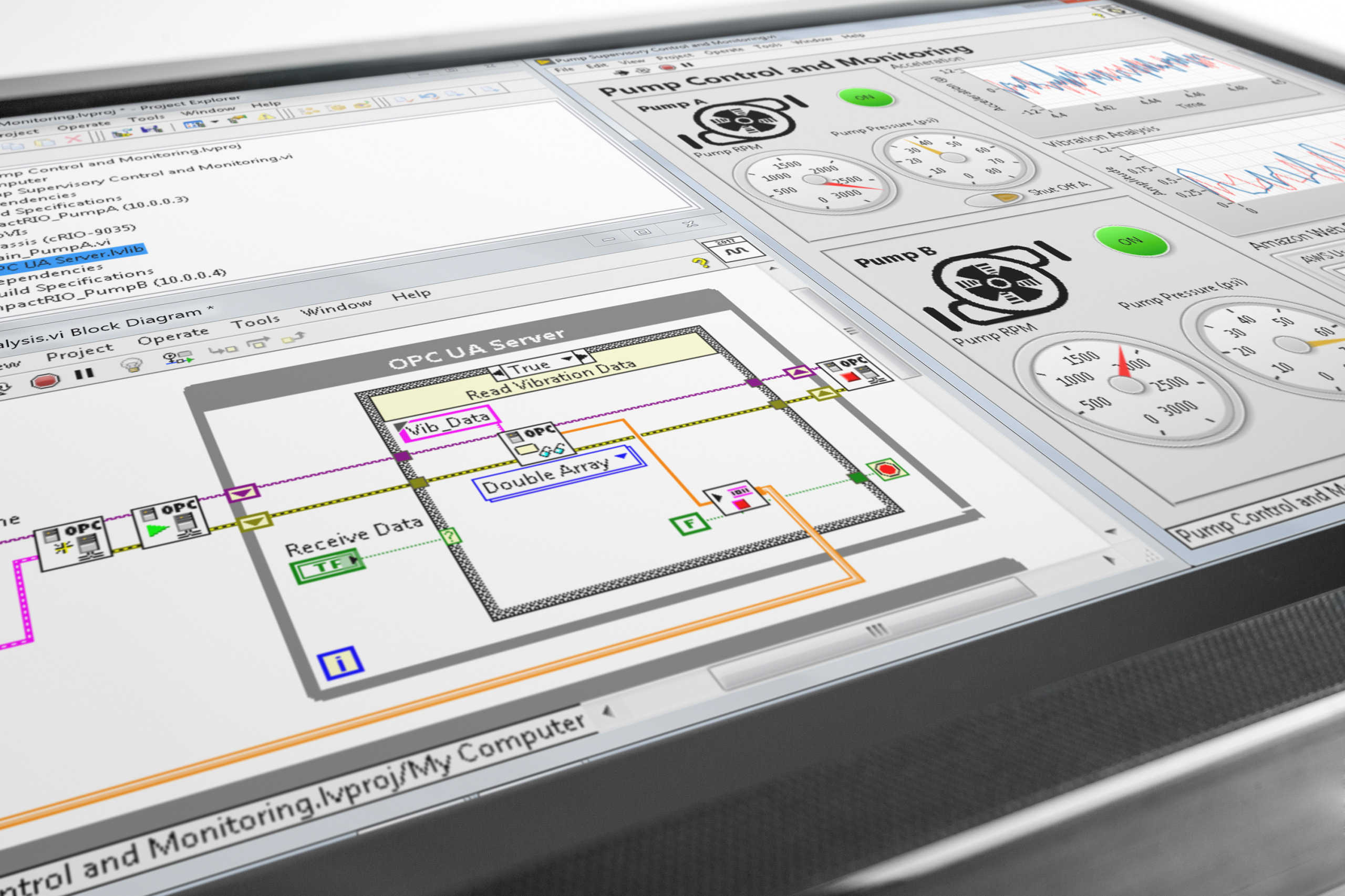 The hero image for the topic test automation engineering company shows a screenshot of a sample NI LabVIEW application.
